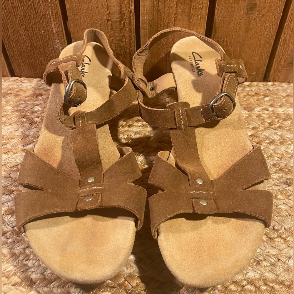 Clarks elements Women’s Cork Wedge Sandals Sz 10